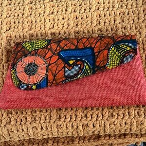 African Tribal Print Beaded Woven Clutch Bag